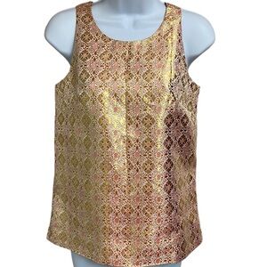 J.Crew Brocade Gold Pink Blouse